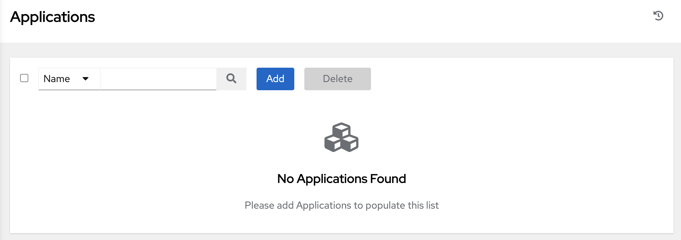 No applications found in the list view