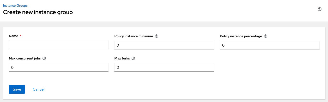 Create instance group form