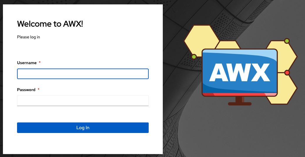 AWX login screen with default AWX logo.