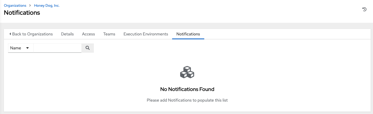 Empty organization notifications list